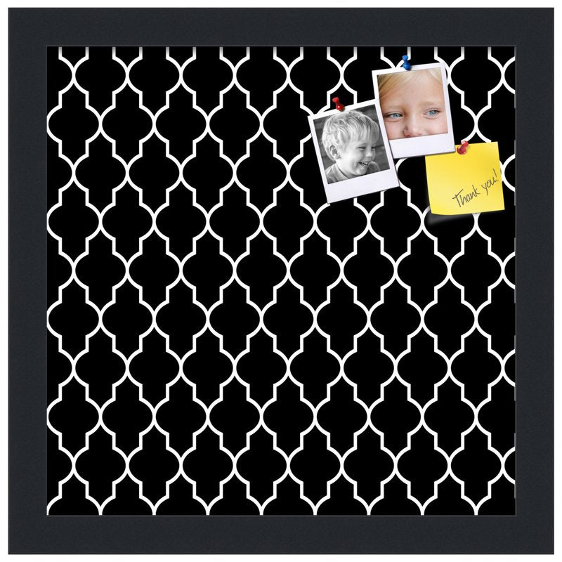 Custom Quatrefoil Black Cork Bulletin Board - Canvas Finish, Frame & Size Options