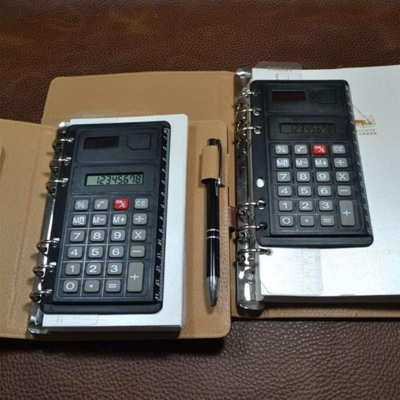 6-Hole Calculator with Ruler - Office Desk Calculator and Measurement Tool