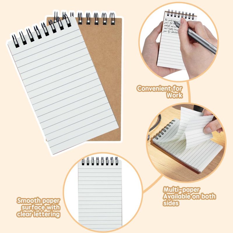 Mini Pocket Spiral Notebooks 3x5 Inches - 6 Pack Small Memo Pads for Office & Travel