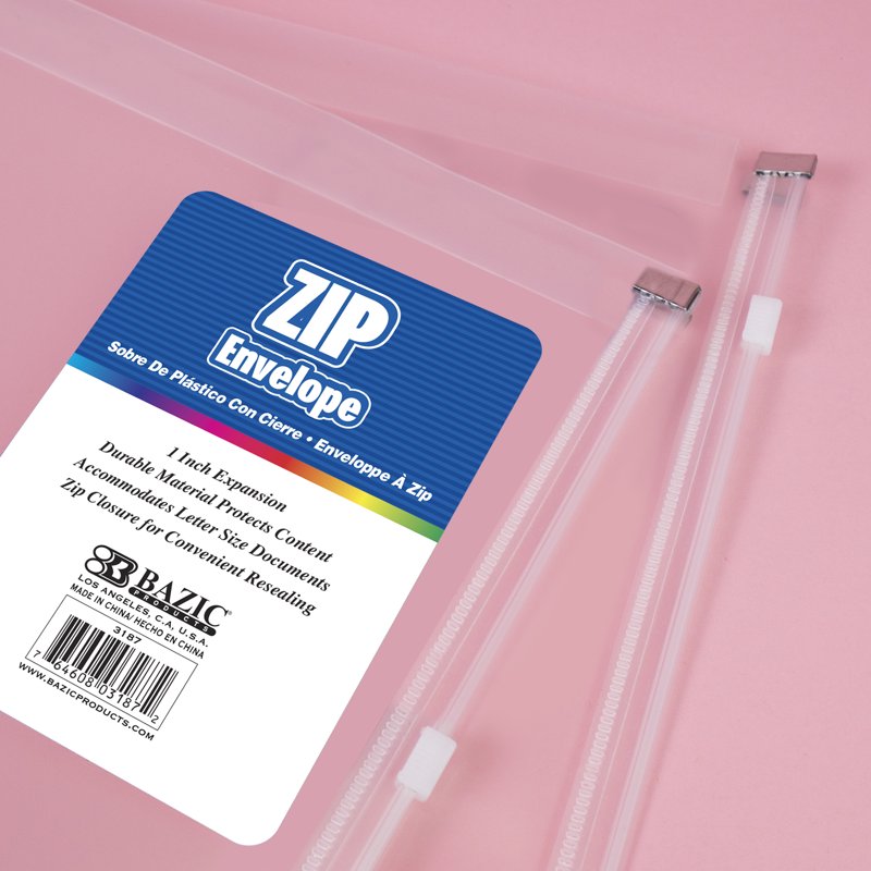 Plastic Envelope Zip Closure 24-Pack Clear Office Document Folders