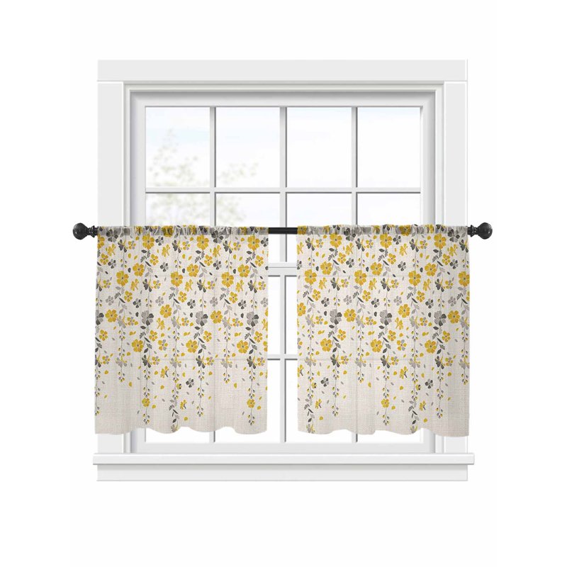 Light Filtering Sheer Curtains 54 Inches Long - 2 Panels Window Drapes