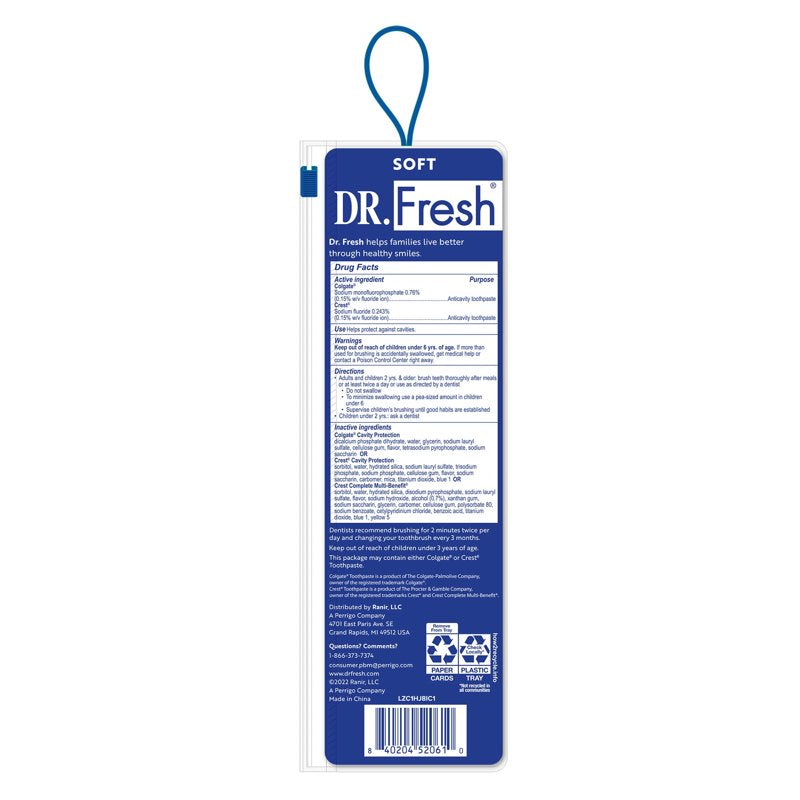 Travel Toothbrush Kit with Soft Bristle Toothbrush, Toothpaste & Cap - TSA Compliant