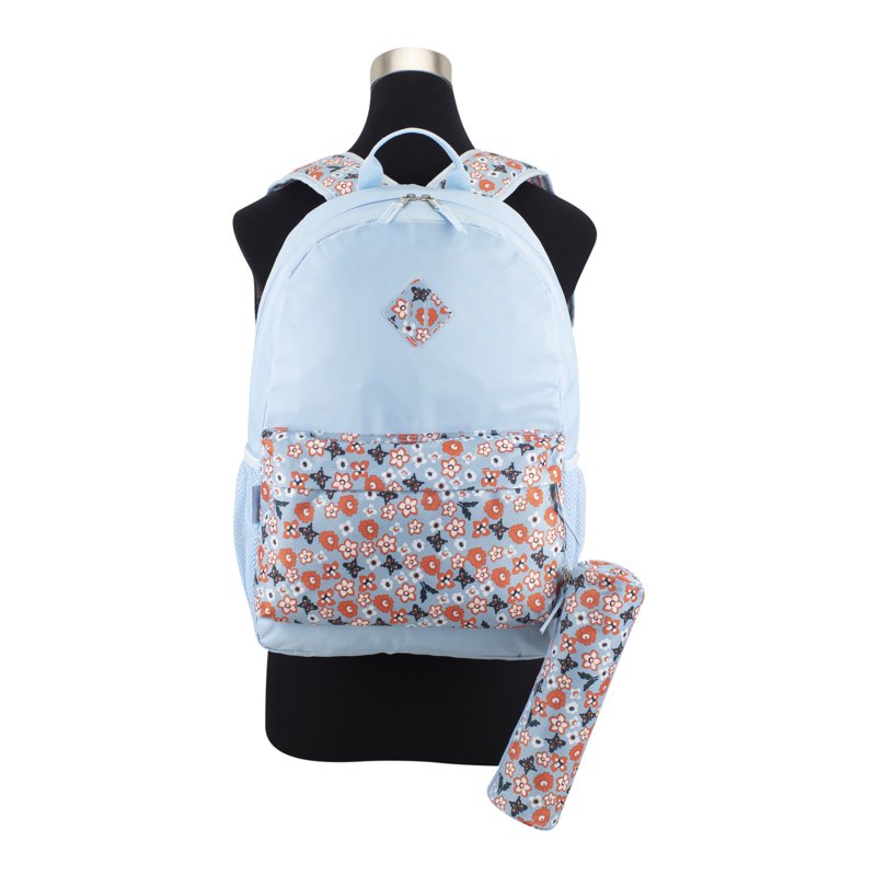 Spacious Butterfly Flowers Backpack with Matching Pencil Case - Multiple Colors