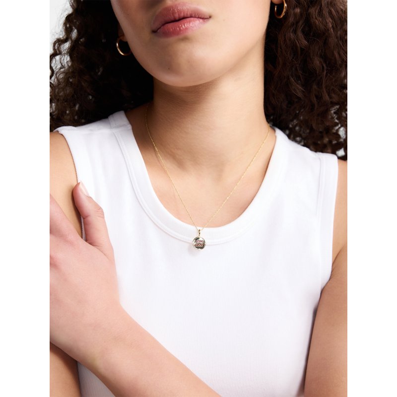 Women's Gold Plated Pendant Necklace with Cubic Zirconia 16 Inch + 2 Inch Extender