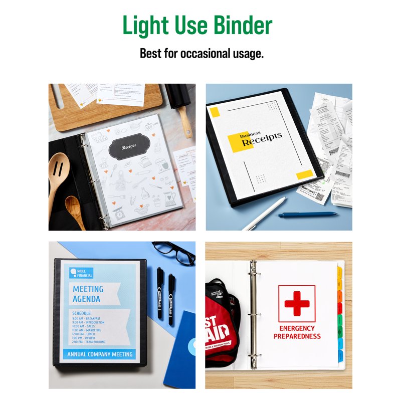 3-Ring Binders with Clear View Spine 0.5 Inch Capacity 12-Pack White Office Supplies