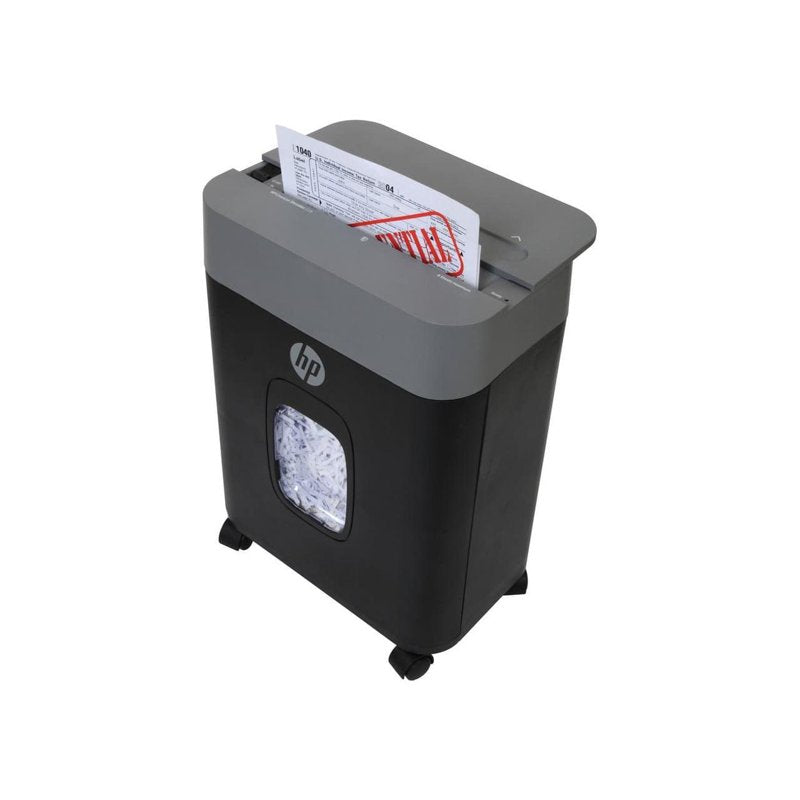 HP Crosscut Paper Shredder 8 Sheets with Pull-Out Bin and Casters