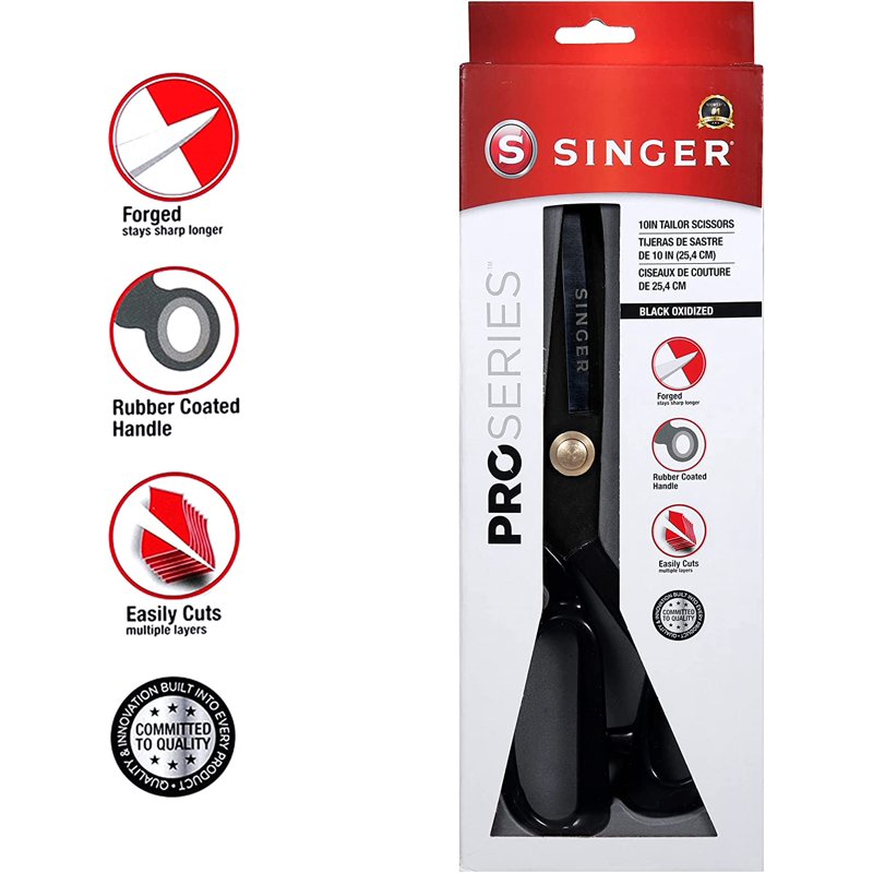 Singer ProSeries 10" Forged Tailor Scissors, Black Oxidized Stainless Steel