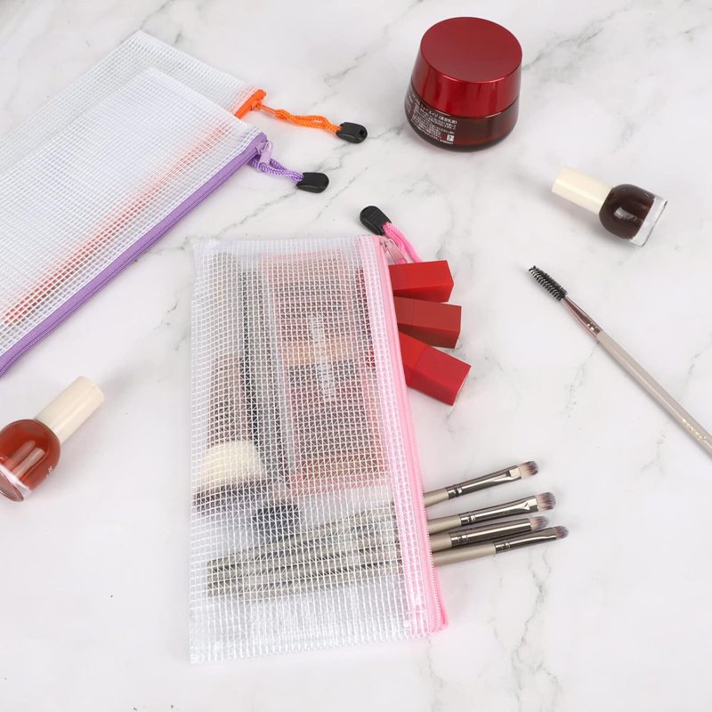 Mesh Zipper Pouch Bags Bulk Set for Organization - Waterproof & Transparent