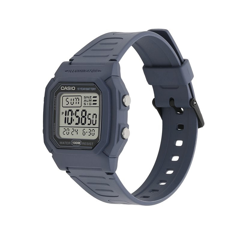 Men's Square Resin Digital Watch - Water Resistant, 10-Year Battery, Multi-Function