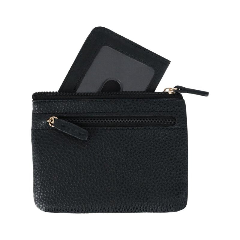 Women's RFID Card Case with Pebble Vegan Leather Large ID Coin Holder