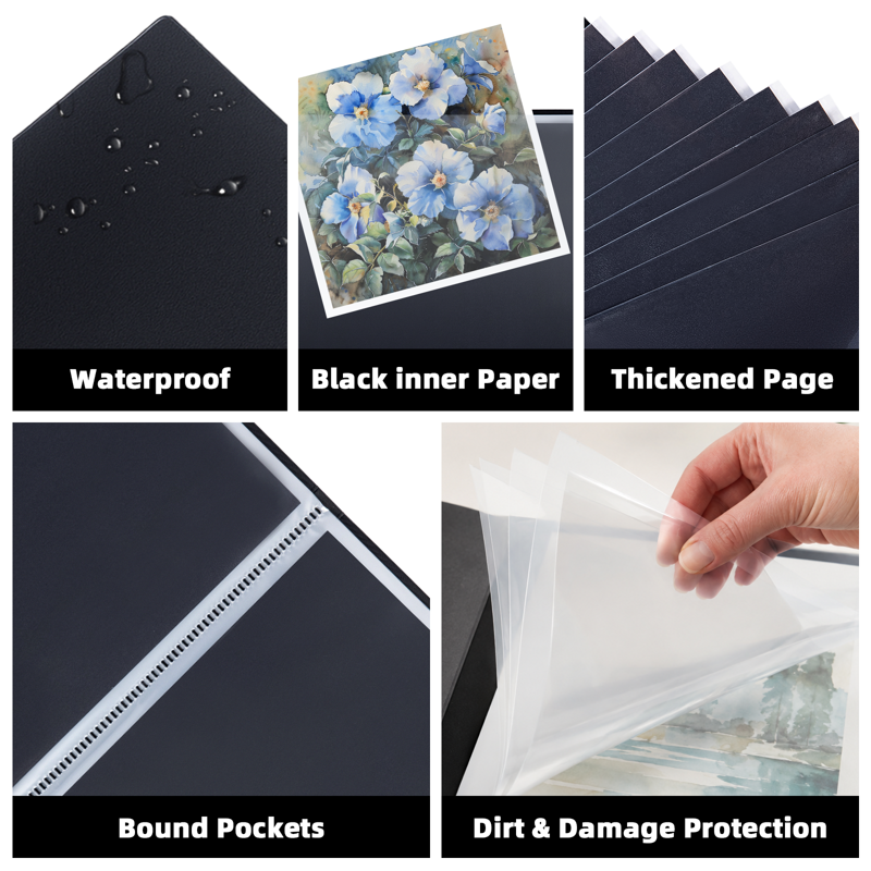 Art Portfolio Folder with Plastic Sleeves - Waterproof & Reversible Display