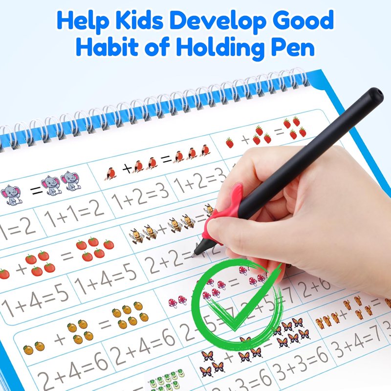 Large Reusable Handwriting Practice Books for Kids Age 3-8 with Magic Ink Set