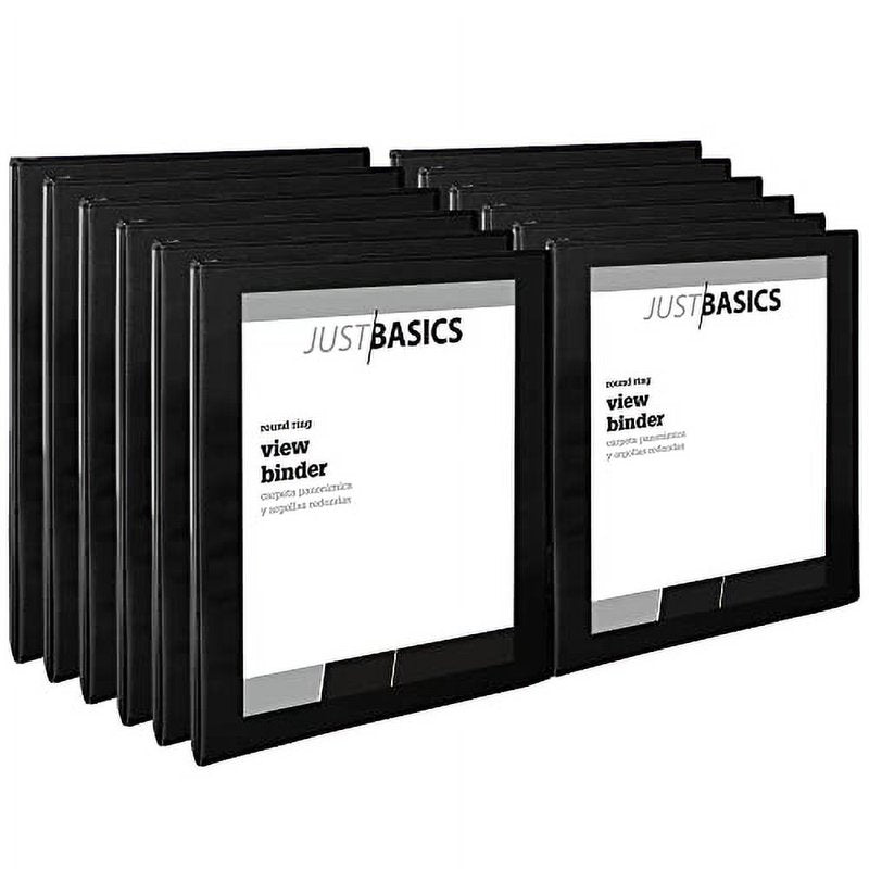 1/2 Inch Recycled View Binder Pack of 12 - Black, Durable Organization