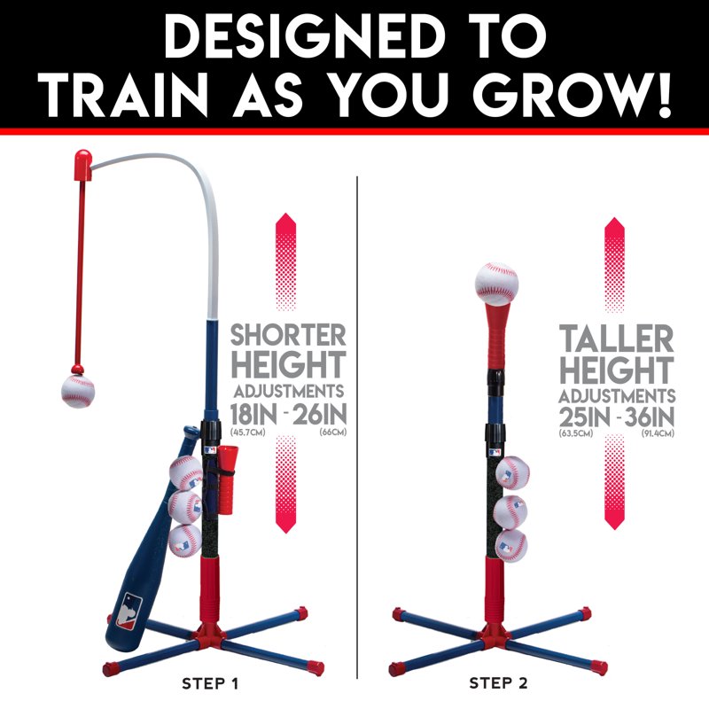 Kids Grow-with-Me Baseball Batting Tee Set for Tee Ball & Softball Practice