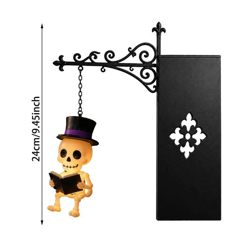 Hat Skull Halloween Bookshelf Lamp - Vintage Ghost Library Light with Bookend Base (Variation #5)