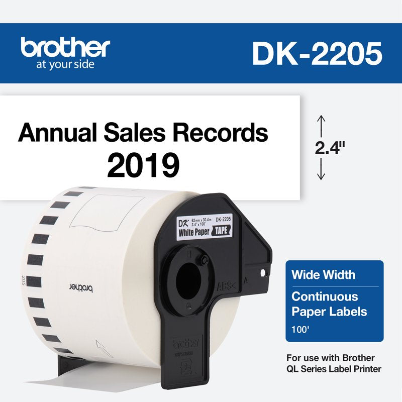 Brother Continuous Label Roll 2.4 Inch x 100 Feet - 3 Pack for Office & Shipping