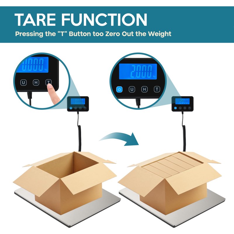 Digital Postal Shipping Scale 440 lb Heavy Duty Wide Platform Tare Hold USB-C Battery
