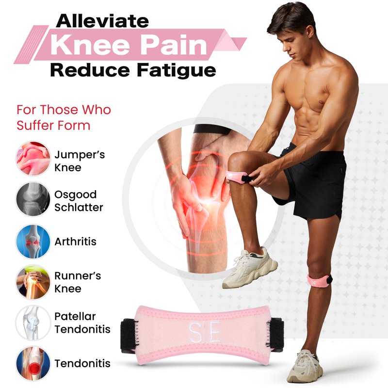Adjustable Knee Support Strap for Pain Relief and Stability - 2 Pack