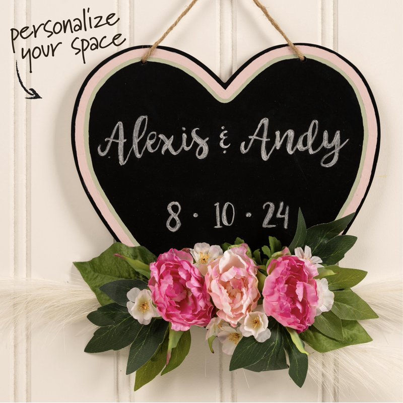 Heart Shaped Chalkboard Plaque with Hanging Cord - 12 x 12 Inches, Versatile Decor & Craft Board