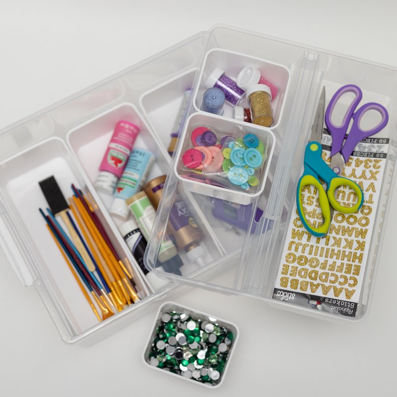 Clear Plastic Craft Storage Containers Set - 7-Piece Organization Kit