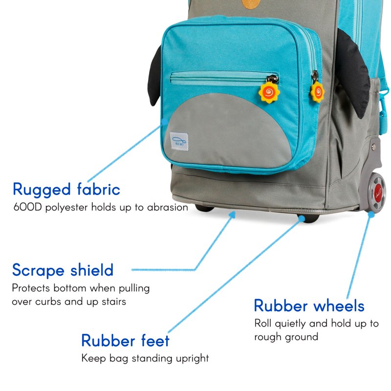 Kids Rolling Backpack with Detachable Shoulder Straps - Convertible School & Travel Bag