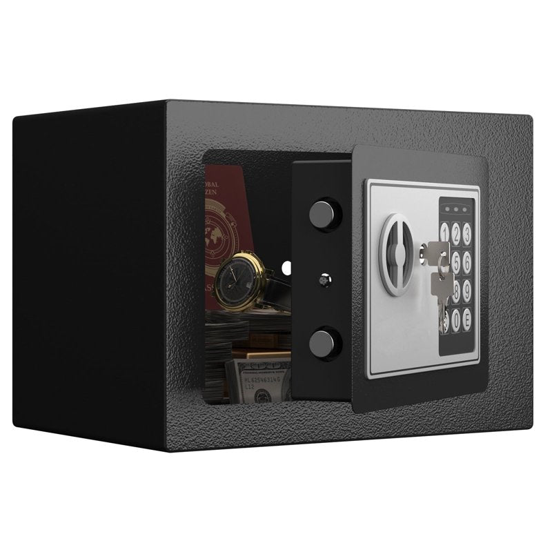 Small Digital Safe with Key & Code Lock - Wall Mount for Money Jewelry