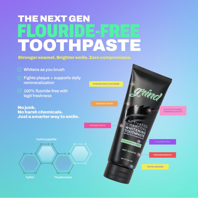 Whitening Toothpaste with Hydroxyapatite & Charcoal - Enamel Safe, Fluoride-Free, 4oz, 2 Pack