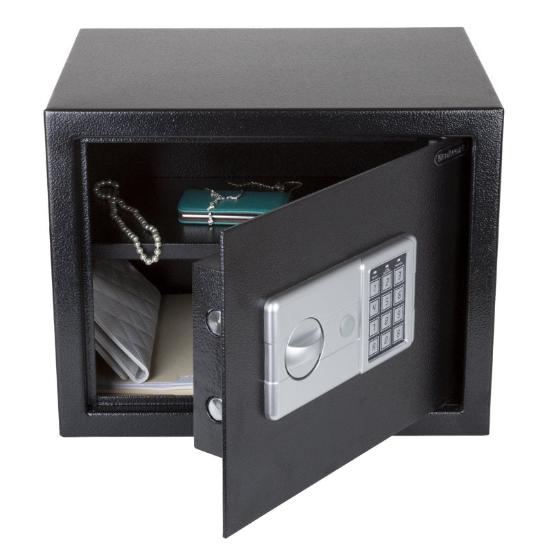 Digital Safe Box with Electronic Keypad & Override Keys - Steel Security Safe - Black