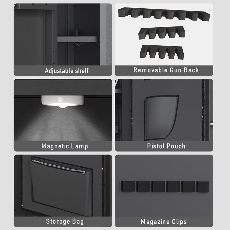 Large Digital Gun Safe for Pistols & Shotguns with LCD Keypad, Adjustable Shelves