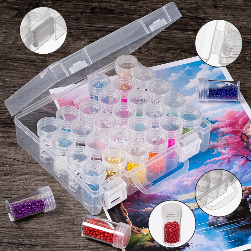 Diamond Painting Storage Containers Bead Organizer with 30 Grids - Clear Craft Storage Box