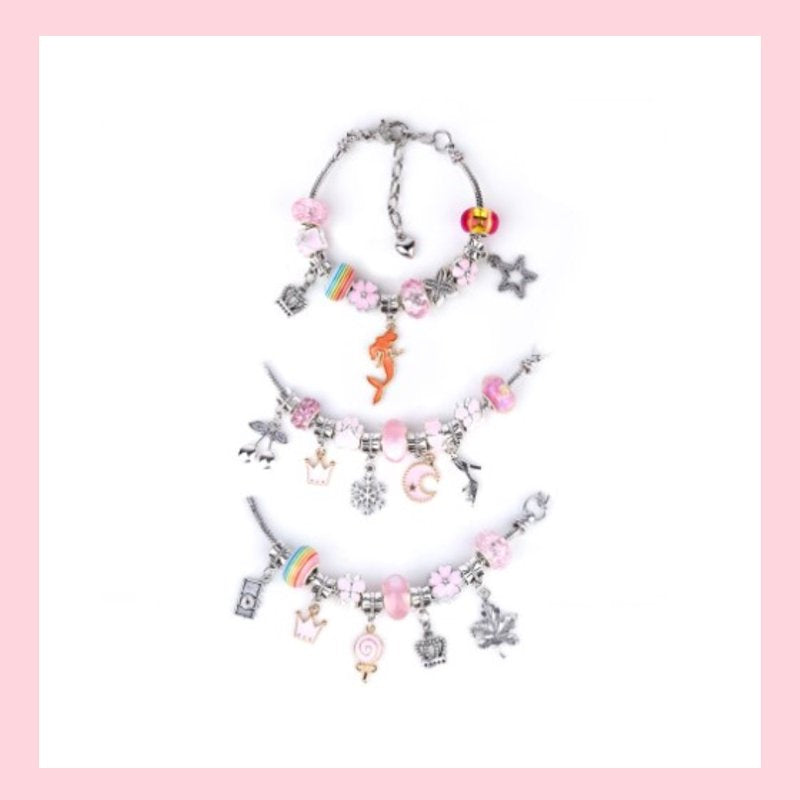 DIY Charm Bracelet Making Kit - 66 Pcs Jewelry Craft Set for Girls