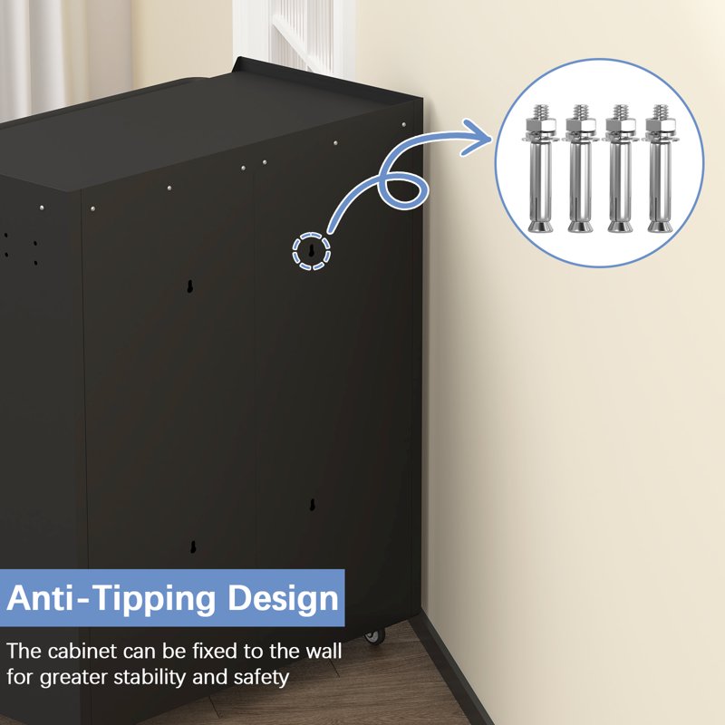 Metal Lockable Storage Cabinet on Wheels - Garage, Office, Home Organizer with Adjustable Shelf
