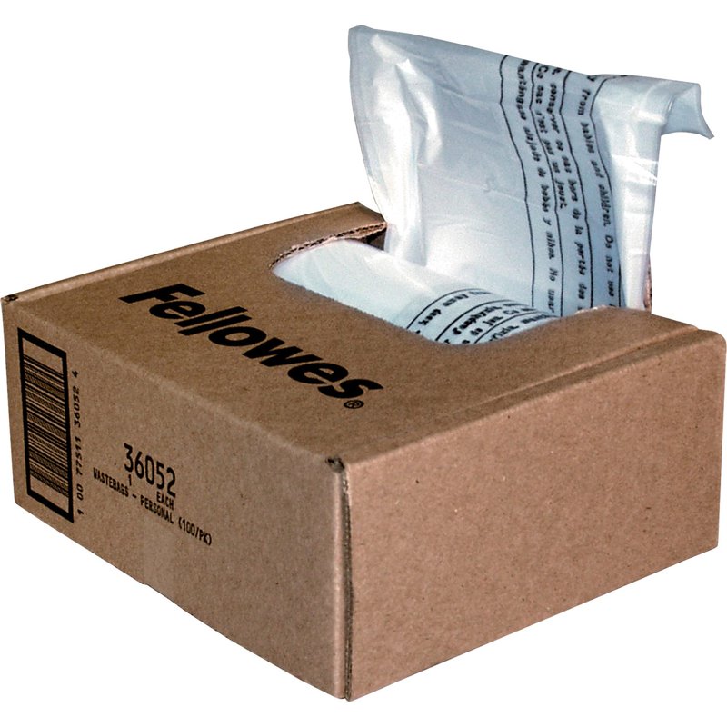 Fellowes Wastebags for 6-7 Gallon Shredders - Pack of 100, Recyclable