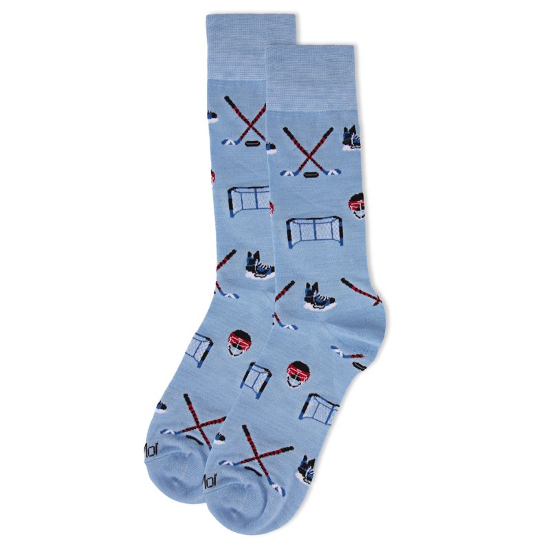 Men's Bamboo Crew Socks - Hockey Lovers Pattern, Eco-Friendly, Comfortable Fit