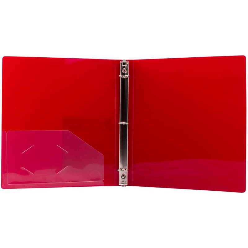 1 Inch Plastic Three Ring Binder with Metal Rings - Red, 10.4 x 11.6 inches