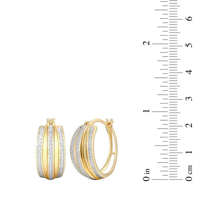 Diamond Accent Hoop Earrings 18K Gold Rhodium Finish Two-Tone Jewelry