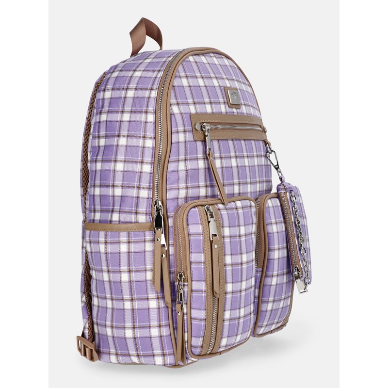 Women's Double Pocket Dome Backpack with Detachable Pouch - Multi Color