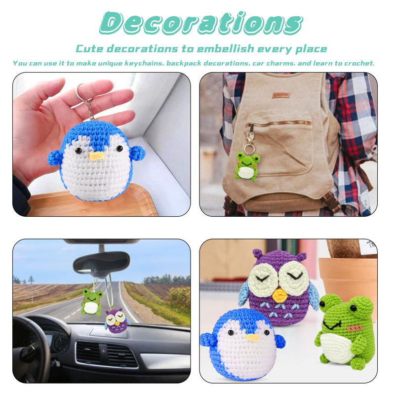 Beginner Crochet Kit with Yarn Hooks & Tutorials for Amigurumi Animals