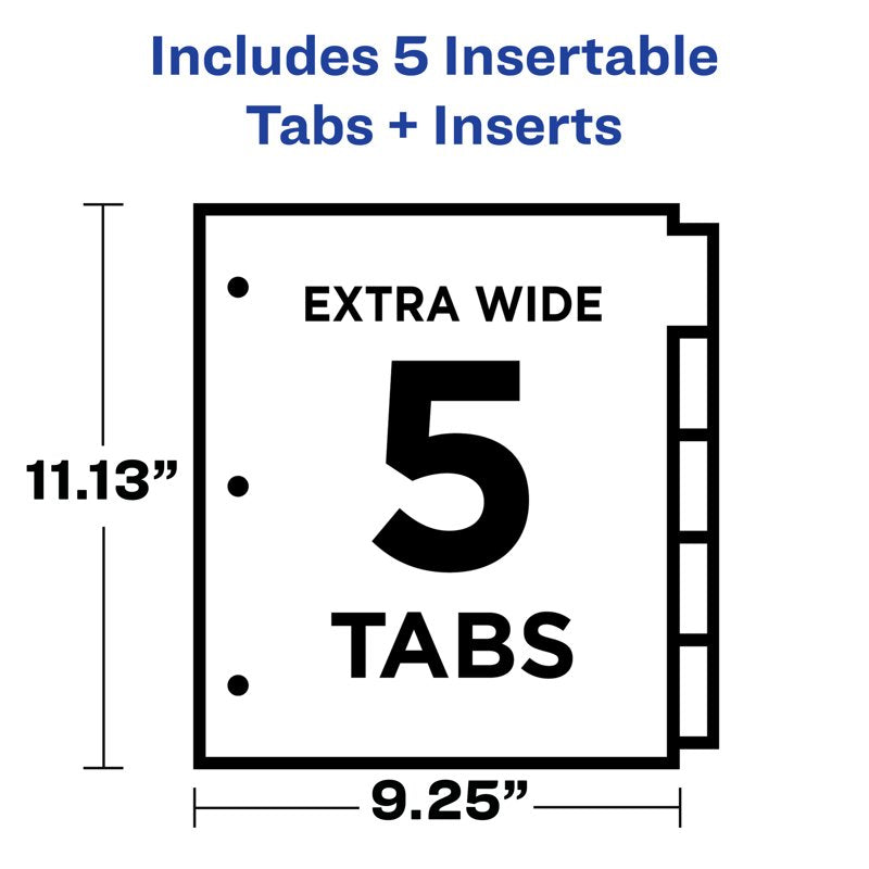 Multicolor 5-Tab Paper Dividers for Organizing Binders - 1 Set