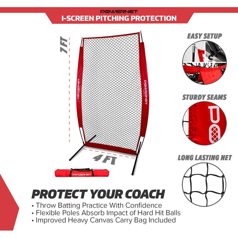 PowerNet Pitching Screen with Frame and Carry Bag - Pink