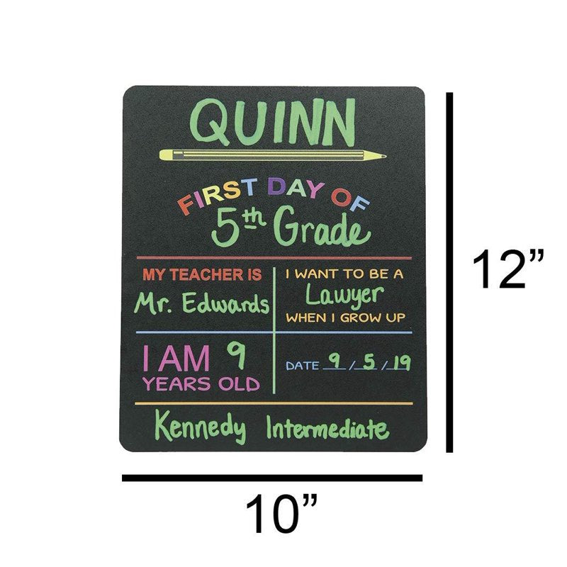 Reusable First & Last Day of School Chalkboard Sign Set for Photos - 12x10 Rectangle