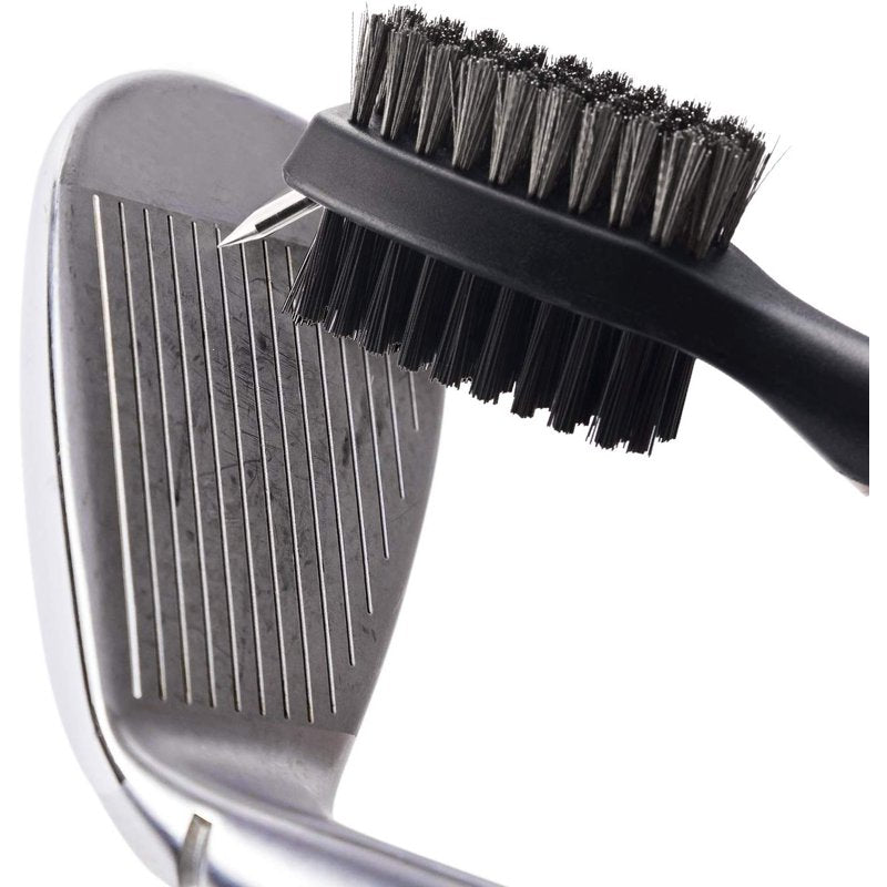 Golf Club Groove Cleaner Brush Set with Retractable Zip-Line & Carabiner