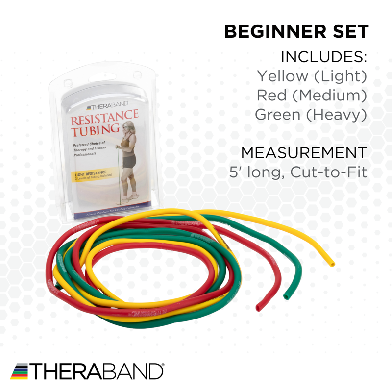 Resistance Tubes Set for Fitness & Physical Therapy - Beginner Color-Coded Bands