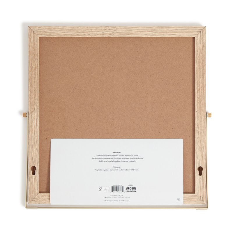 12x12 Magnetic Whiteboard with Wood-Style Frame and Marker - Dry Erase Easel for Office & Home