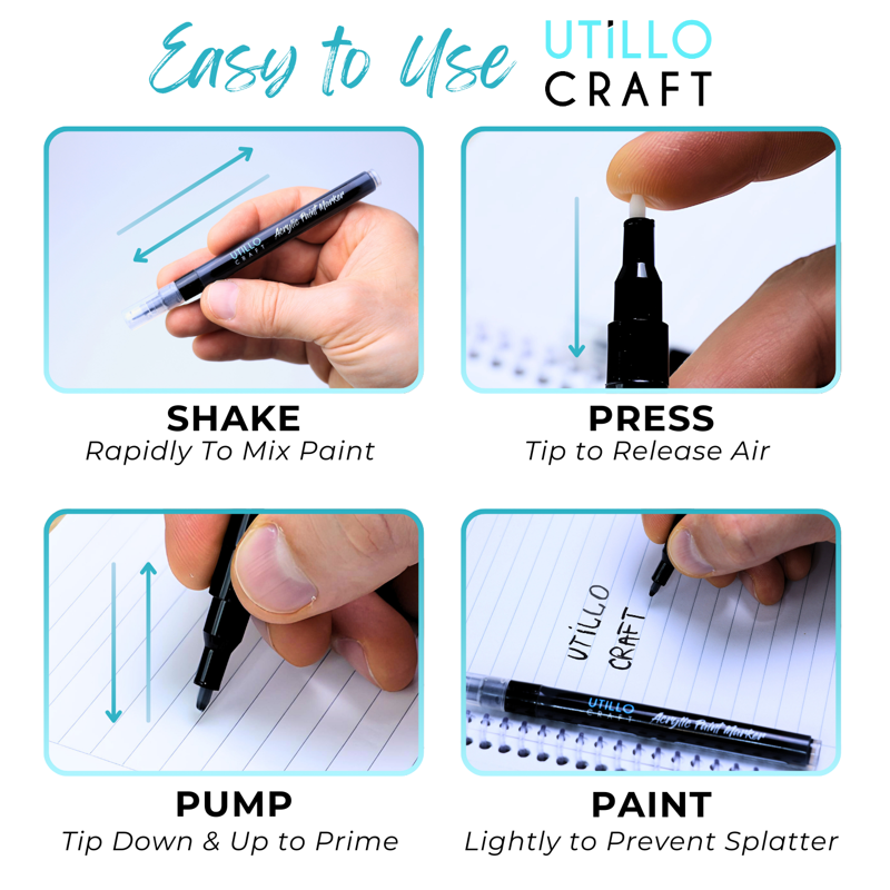 White Acrylic Paint Markers - 8 Pack Fine Tip Permanent Paint Pens