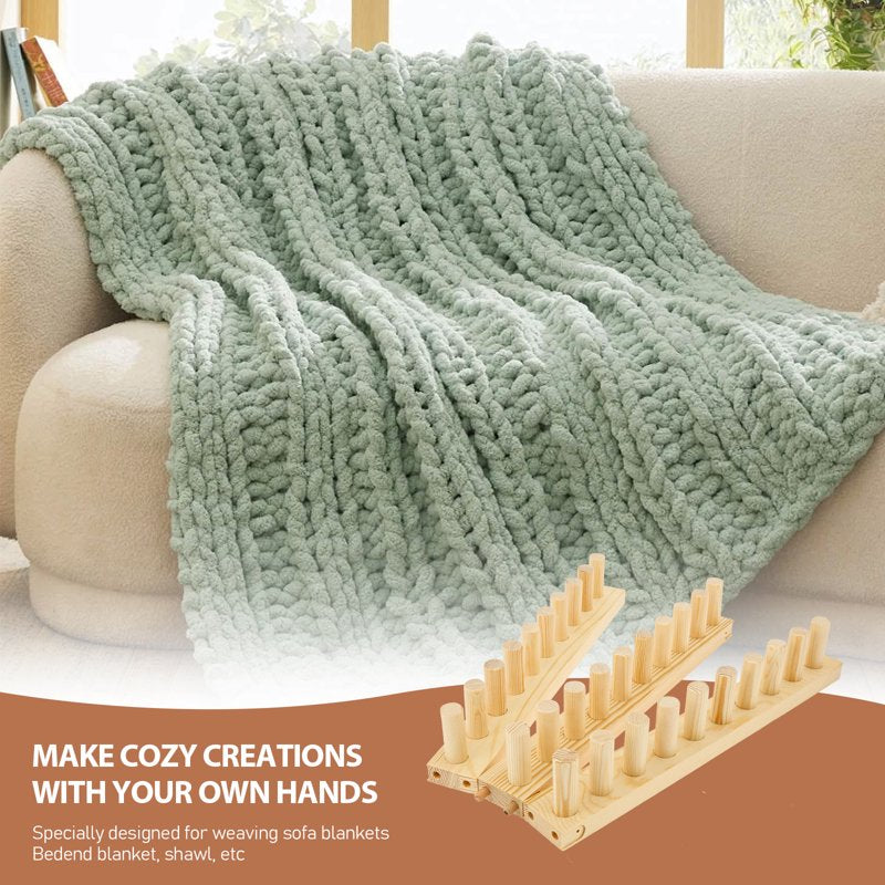 46-Inch Adjustable Chunky Knitting Loom for DIY Blankets & Crafts