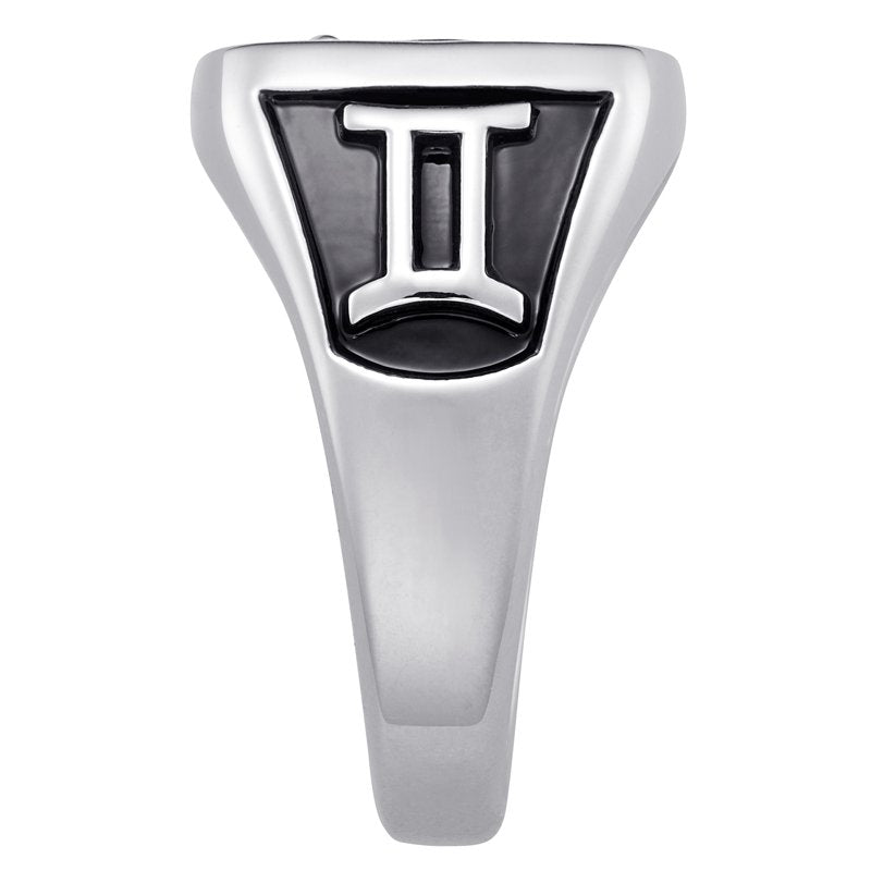 Personalized Women's Crest Signet Ring for Graduation - Rhodium Plated