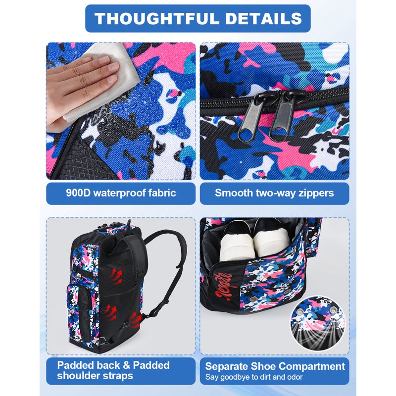 Rolling Baseball Bag with Wheels 60L Equipment Backpack for Youth & Adults