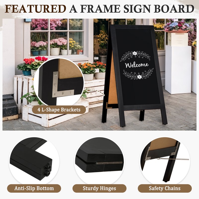 40x20 Inch Double-Sided Magnetic A-Frame Chalkboard Sign for Restaurants & Events