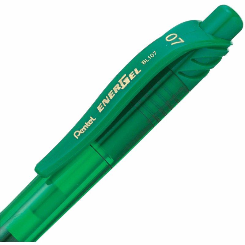 Retractable Gel Roller Pen 0.7mm with Green Ink, Metal Tip, Refillable